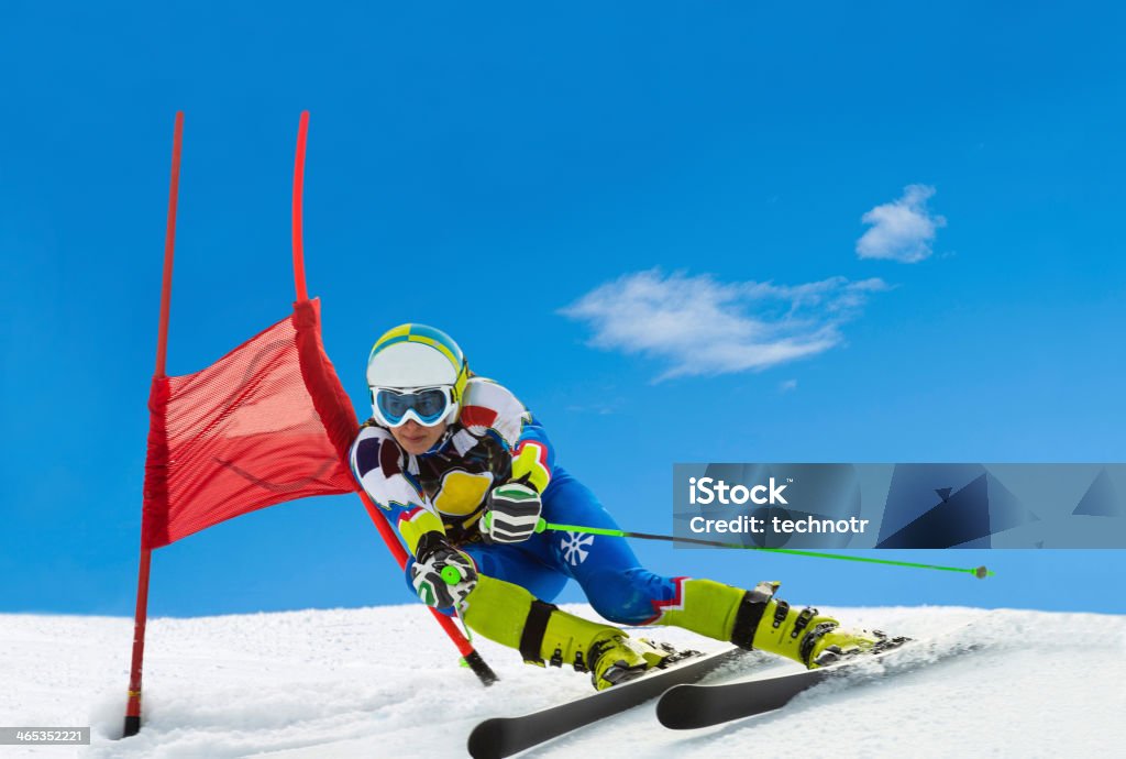 Professionelle weibliche Ski Konkurrenten in der "Giant Slalom-Rennen - Lizenzfrei Ski-Slalom Stock-Foto