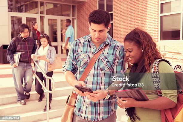 Education Multiethnic Group Of College Students Talk Study Before Class Stock Photo - Download Image Now