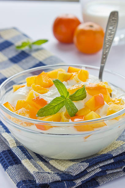 istock cream cottage cheese with sliced persimmons 465352915