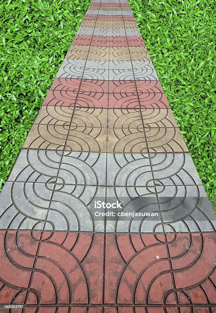 Stone block walk path in the park Architecture Stock Photo