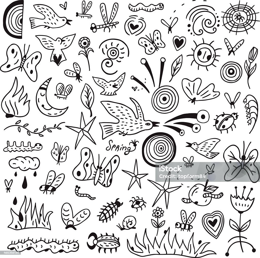 Spring, insects - doodles collection Spring, insects - set icons in sketch style Doodle stock vector Spring, insects - doodles collection Spring, insects - set icons in sketch style Doodle stock vector