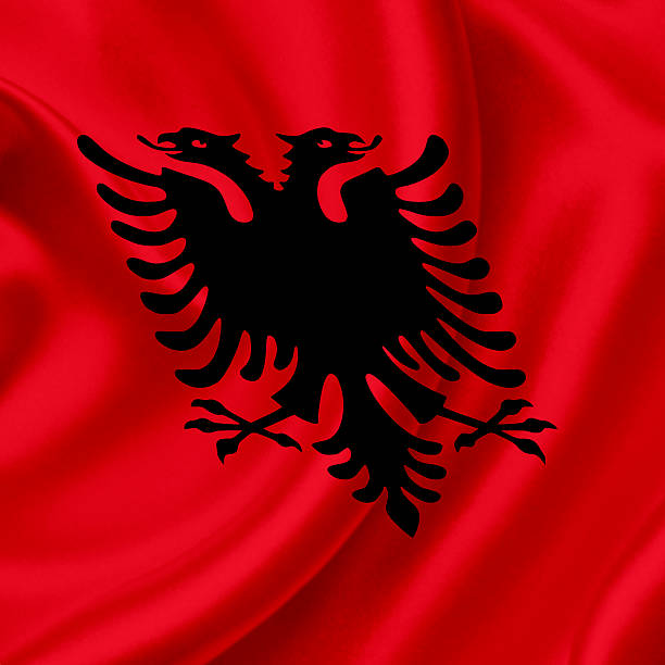 istock Albania waving flag 465356699