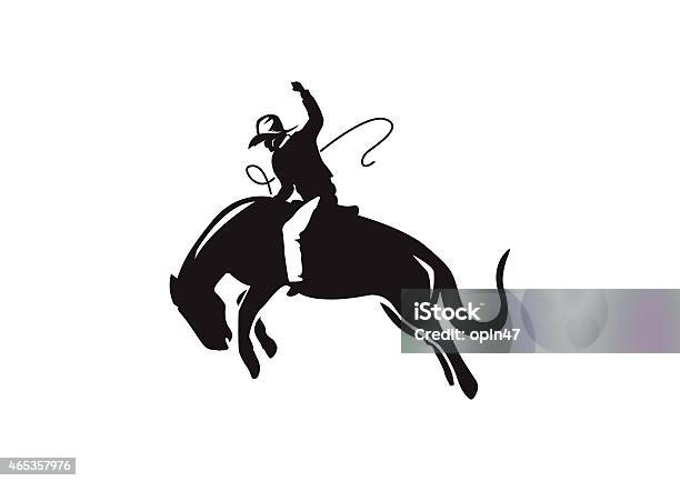 Black Silhouette Of Bronc Rosier On White Background Stock Illustration - Download Image Now