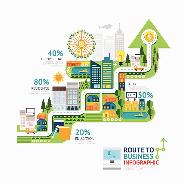 ilustraciones, imágenes clip art, dibujos animados e iconos de stock de infographic business template design.route forma de flecha de success - window book education symbol