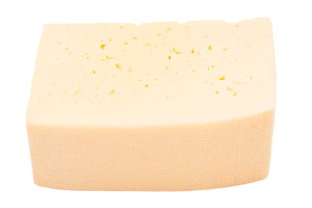 istock Piece of cheese isolated on white 465361526