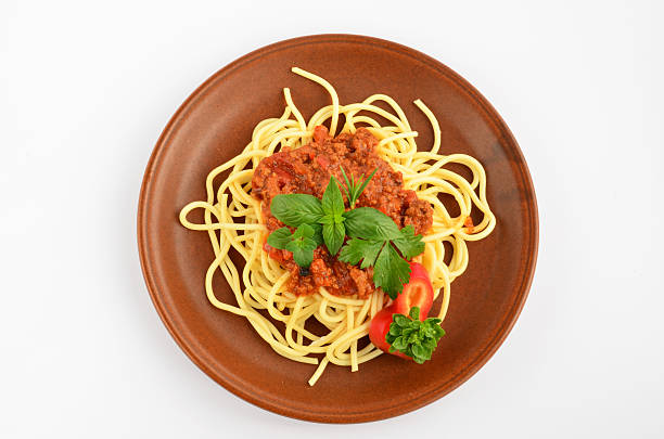 spaghetti bolognese - oregano italian culture herb food stock-fotos und bilder