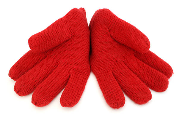 istock Pair of red woolen gloves 465368742