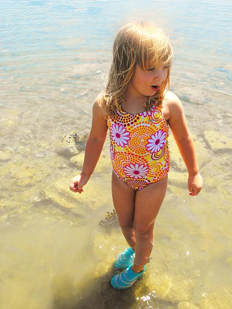 istock Little Girl Playing At The Beach 465369550