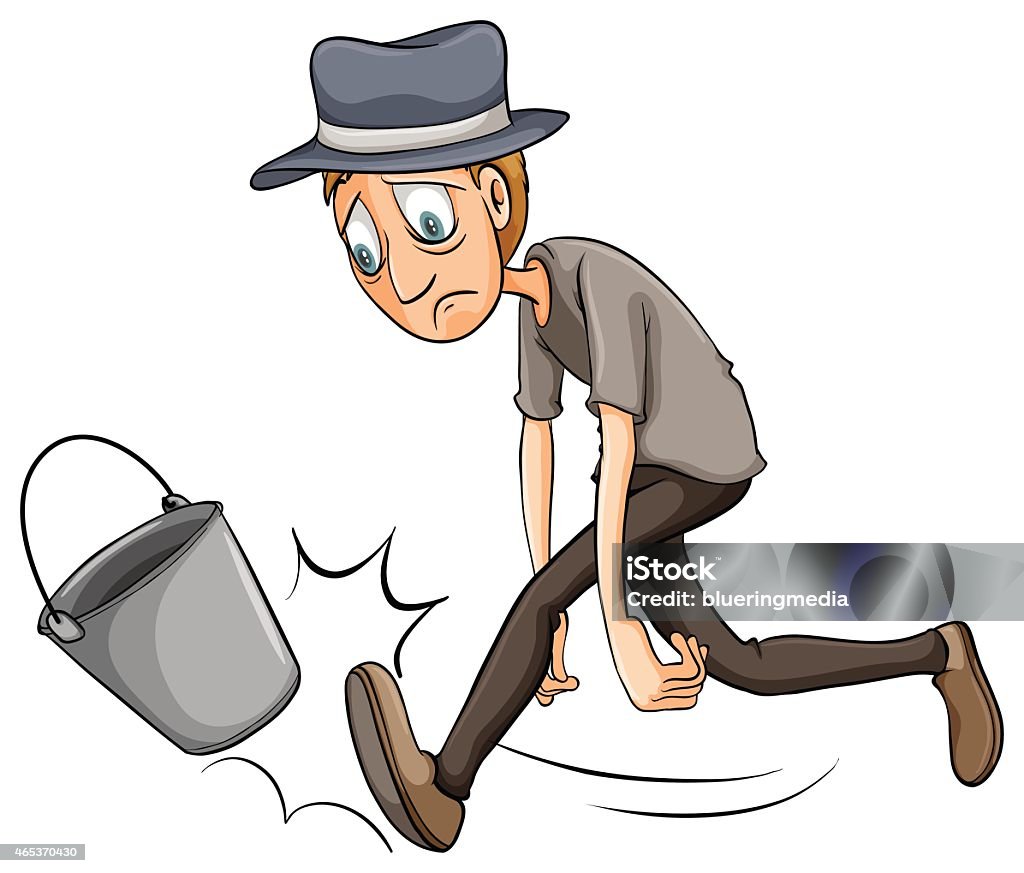 Boy kicking the pail A boy kicking the pail on a white background Bucket stock vector