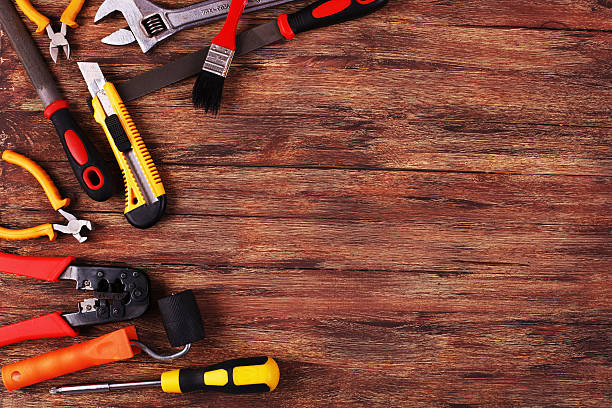 istock Construction Equipment on Wood - Stock Image 465374834
