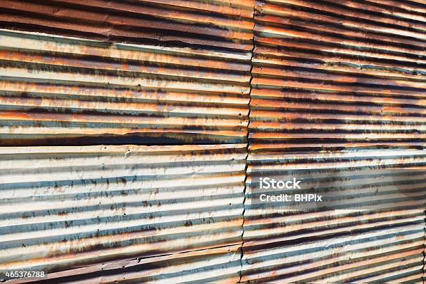 Rusted Corrugated Steel Panels Stock Photo - Download Image Now - 2015, Backgrounds, Brown