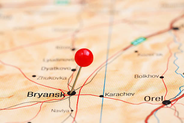 istock Bryansk pinned on a map of europe 465383258