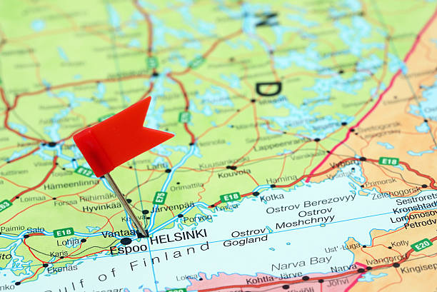 istock Helsinki pinned on a map of europe 465387746