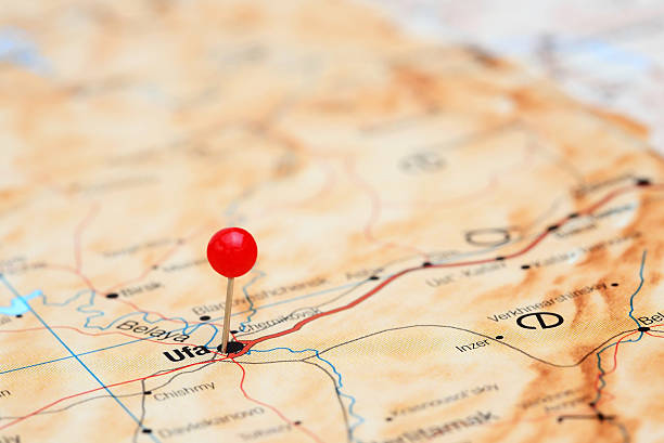 istock Ufa pinned on a map of europe 465387968