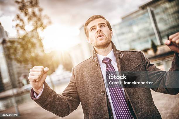 Foto de Homem De Negócios Bem Sucedido Comemorando e mais fotos de stock de De Braço Levantado - De Braço Levantado, Acessibilidade, Mãos estendidas