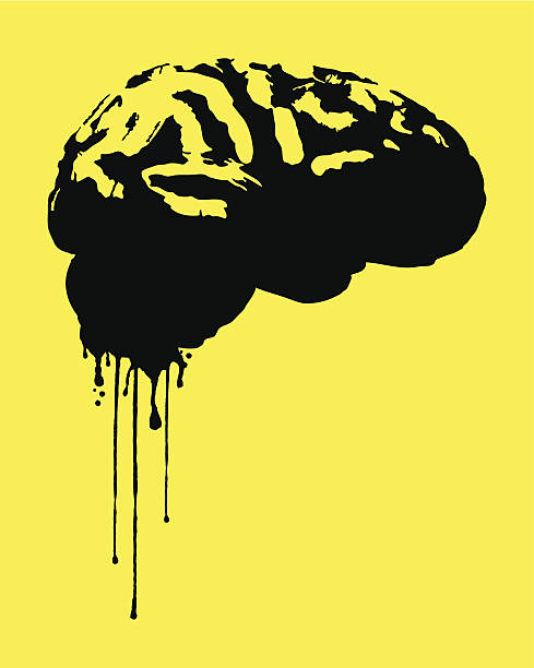 brain an editable vector file with human brain as black silhouette paint silhouettes stock illustrations