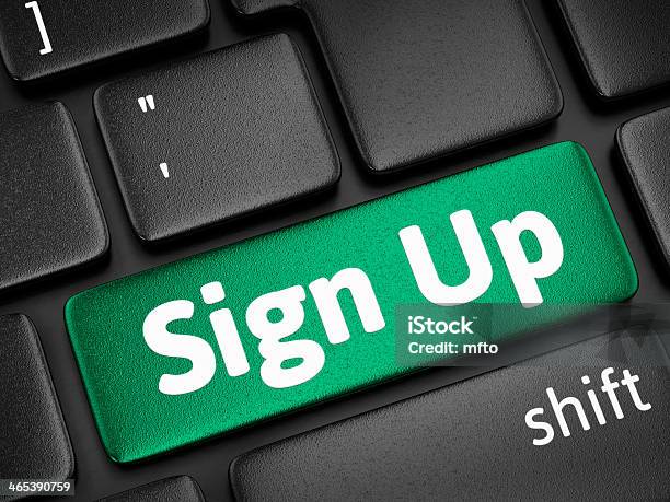 Sign Up Key Stock Photo - Download Image Now - Applying, Black Color, Blue