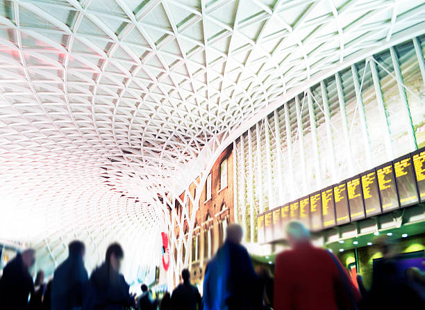 London, United Kingdom - April 03, 2024: Ceiling of Kings Cross Train Station