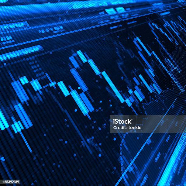 Candlestick Graph Stock Photo - Download Image Now - Analyzing, Blue, Business