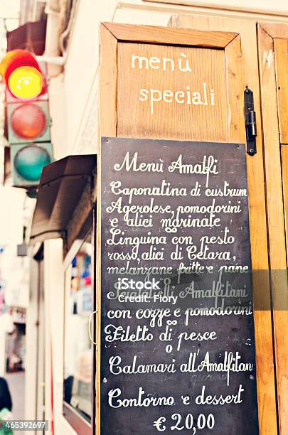 Amalfi Menu Stock Photo - Download Image Now - Amalfi, Amalfi Coast, Billboard