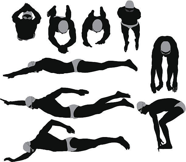 Swimmer in action Swimmer in actionhttp://www.twodozendesign.info/i/1.png swimming silhouettes stock illustrations