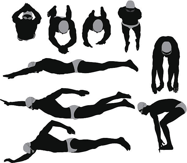 Swimmer in action Swimmer in actionhttp://www.twodozendesign.info/i/1.png outline silhouette black and white adults only stock illustrations