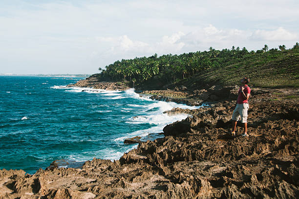 Aerial view of coast in Puerto Rico