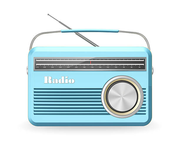 istock blue vintage retro  radio  isolated on white background 465393808
