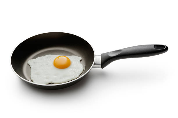istock Eggs: Egg in Frying Pan Isolated on White Background 465394137