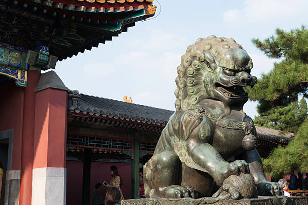 istock Bronze lion statue at Forbidden City in Beijing 465396541