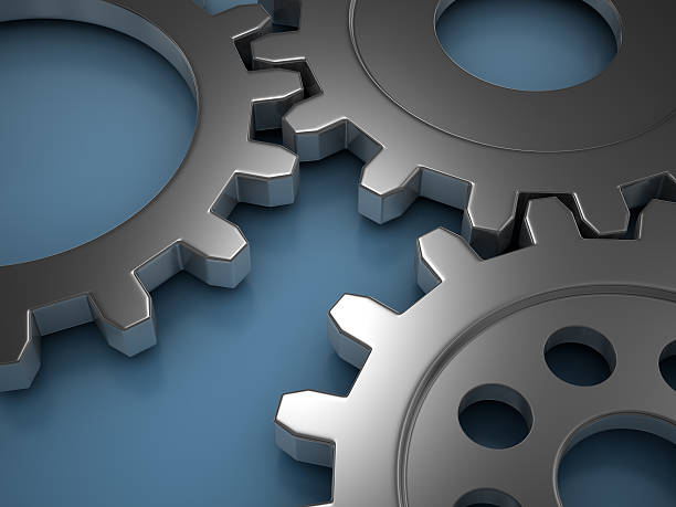 istock Close-up of illustrated silver gears 465396646