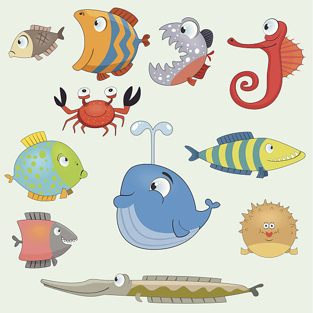 fisch-set - pike dive stock-grafiken, -clipart, -cartoons und -symbole