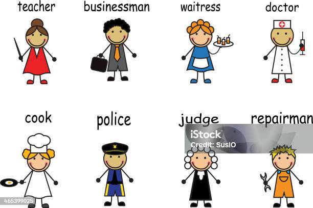 Cartoon People Of Various Professions Stock Illustration - Download Image Now - Adult, Boys, Business