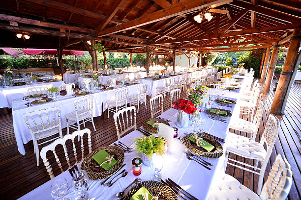 istock Beautifully decorated patio for a fancy dinner party 465400481