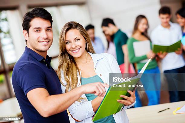 Couple Of Students In Class Stock Photo - Download Image Now - Adult, Adults Only, Back to School