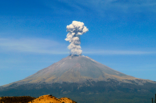 Geological Erupting Landform, Popocatepetl Volcano, MexicoPopocatépetl Volcano in Puebla, Mexico