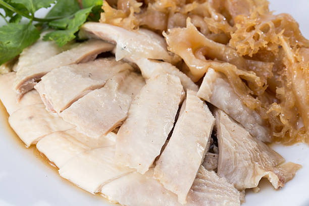 istock Slices of steamed chicken 465403633