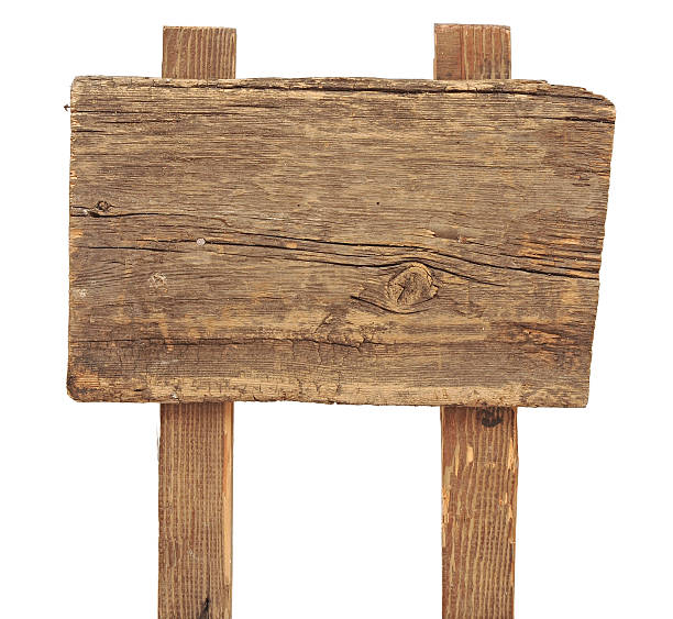 istock Old weathered wood sign isolated 465404079