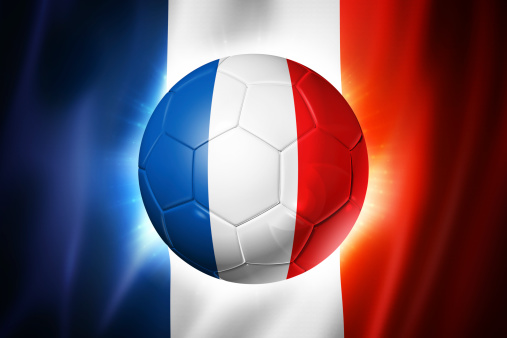 3D soccer ball with France team flag, world football cup Brazil 2014
