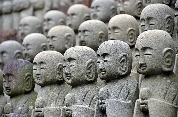 Photo of buddha sculptures at Hase Kannon Temple Kamakura, Kanagawa, Japan