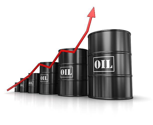 istock Oil barrels with increasing red arrow 465407768