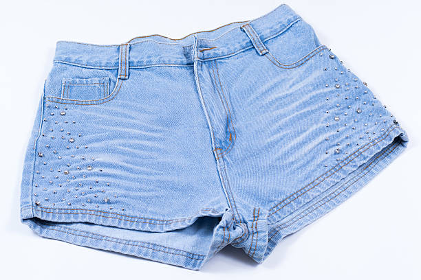 istock Blue jean shorts with a white background 465408304
