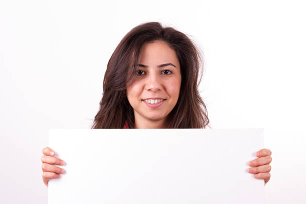 istock Woman and Blank White Board 465410636