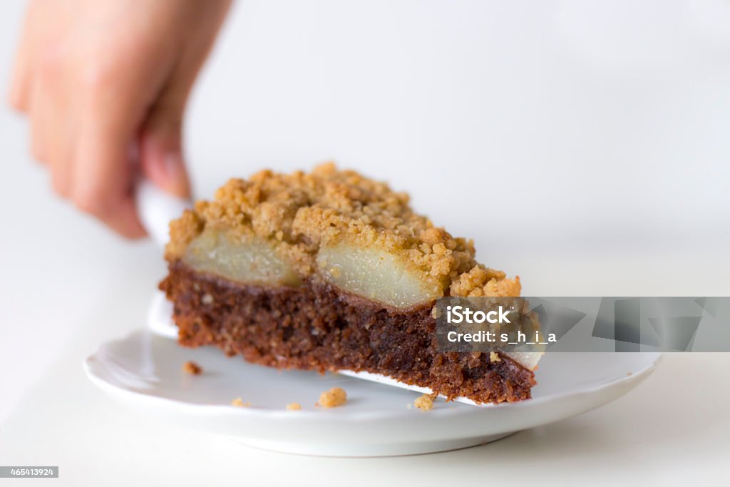 Piece of cake A piece of cake being plated 2015 Stock Photo