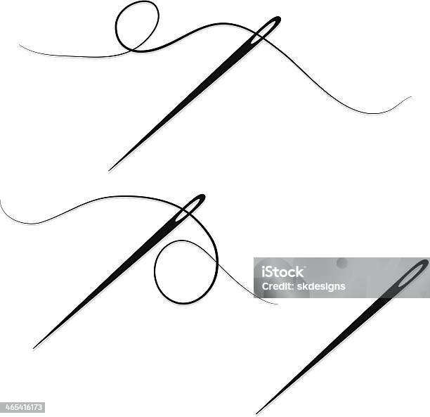 Sewing Needles And Thread Design Elements Set Icons Stock Illustration - Download Image Now