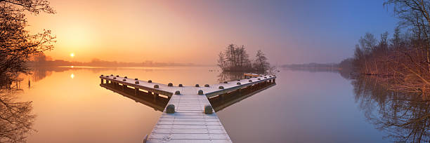 istock Jetty on a still lake on a foggy winter's morning 465416246