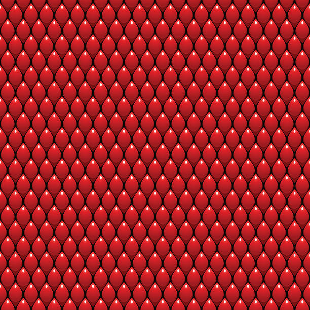 Red Dragon Scales Seamless Pattern Texture. Stock Vector Illustration vector art illustration