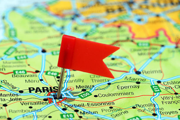 istock Paris pinned on a map of europe 465417564