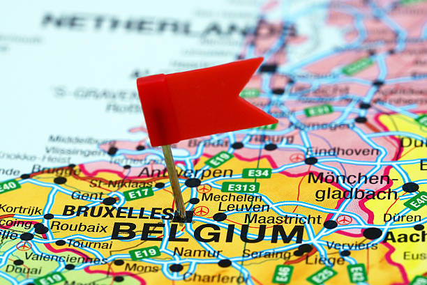 Brussels pinned on a map of europe