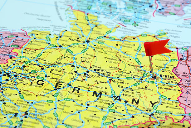 istock Map of Germany with a flag pinned in Berlin 465417570